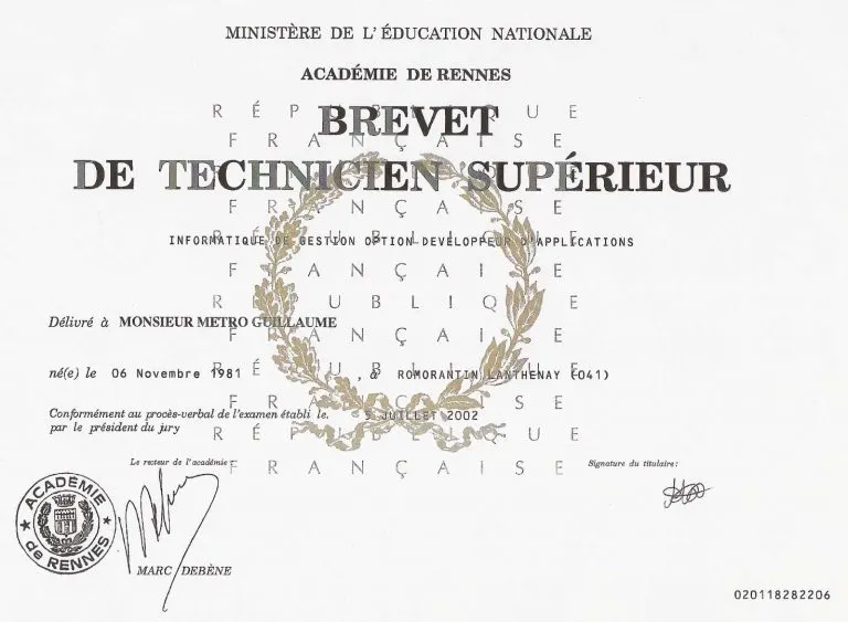 BTS Informatique — ESUP Rennes, 2002