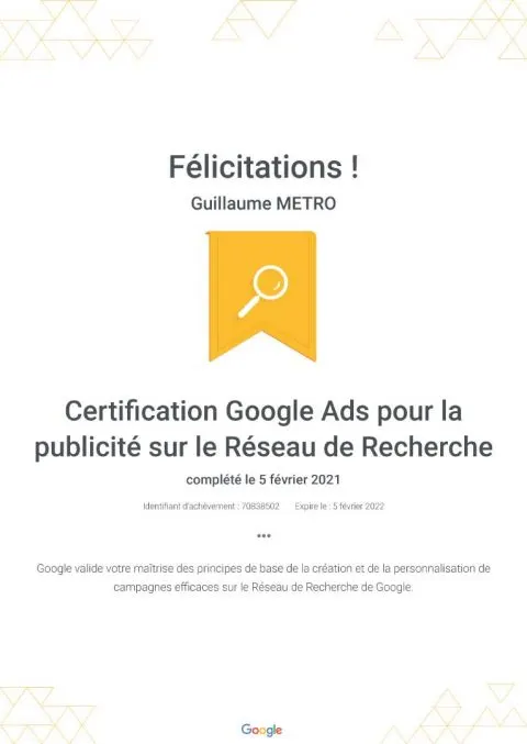 Google Ads Search — certifié Google