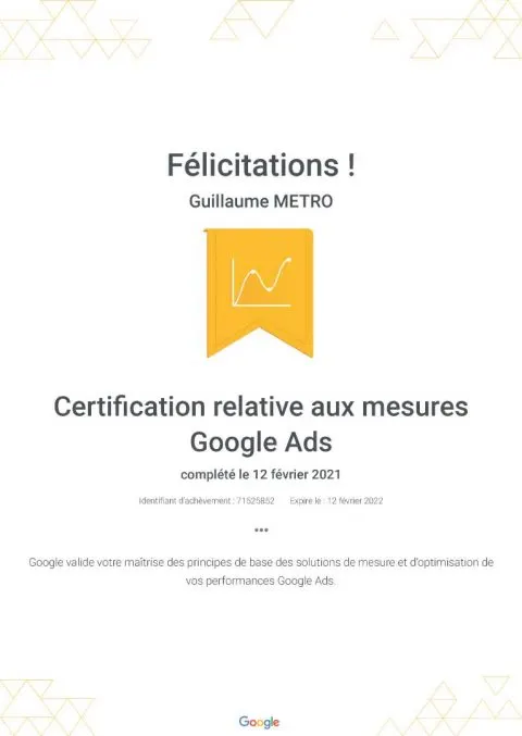 Google Analytics — certifié Google